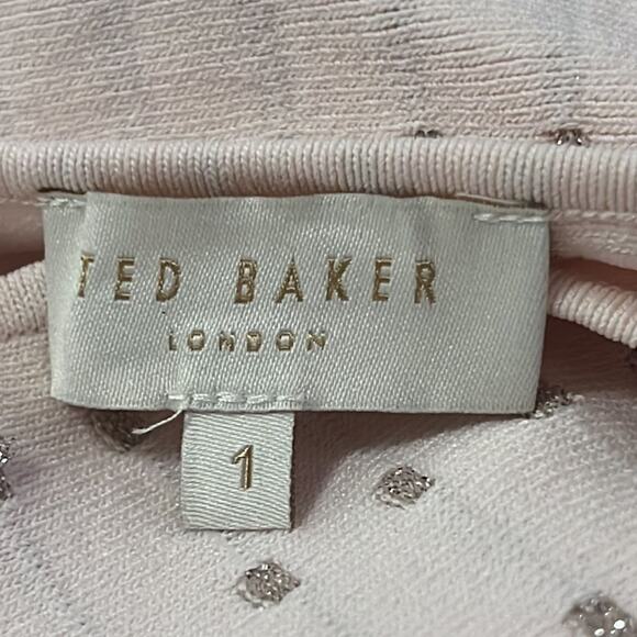 TED BAKER LONDON RELIOA METALLIC JACQUARD KNIT SHIFT DRESS SIZE 1 US 4 - Picture 5 of 8